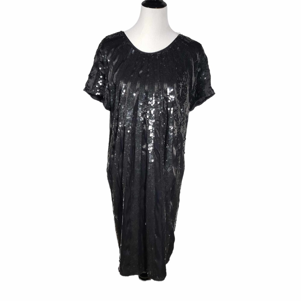 Ashley Stewart Plus Size 16 Black Sequinned Dress - NWT - AS IS